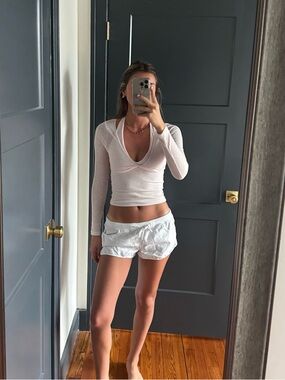 Light Pink Twist-Front Long Sleeve Top